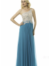 One Shoulder Jewel Beading Bodice Chiffon Evening Dress